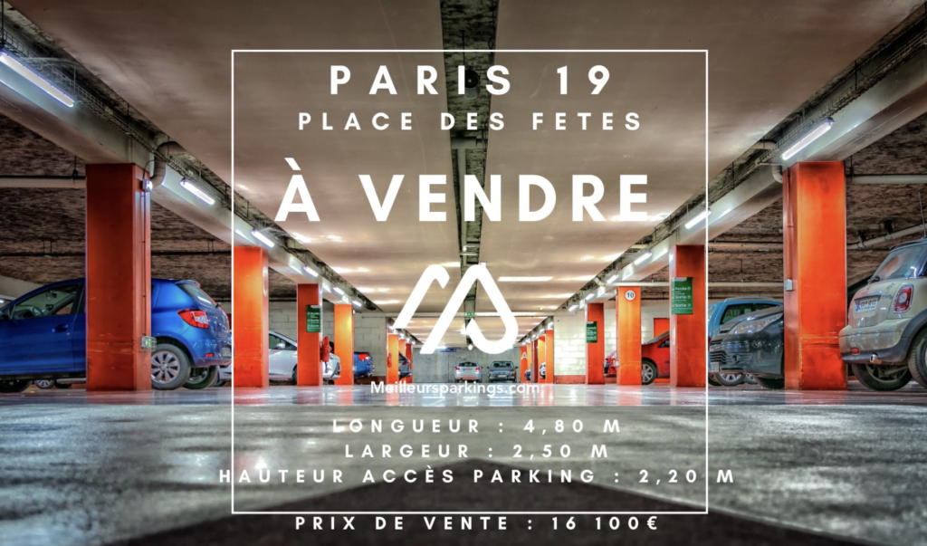À Vendre Parking Paris 19ème