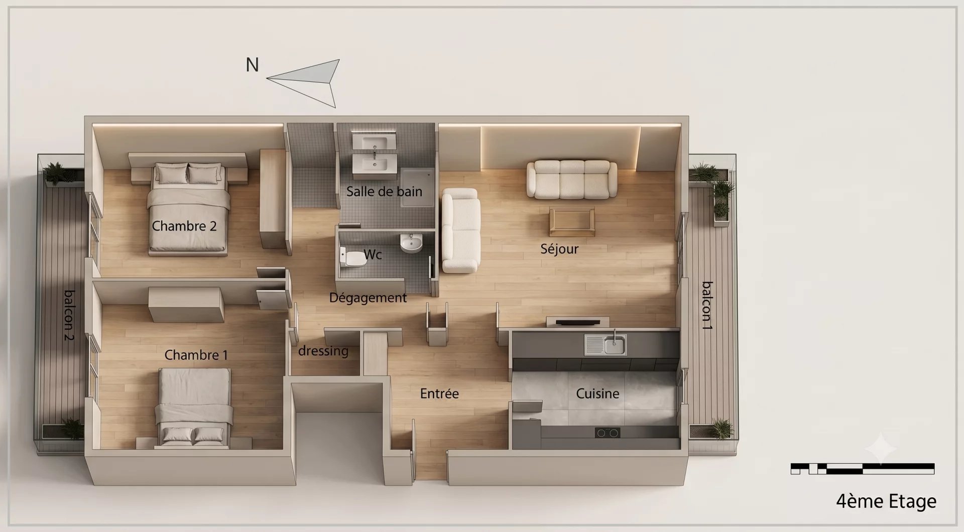 Appartement 3 pièces 68 m² · à Courbevoie · 68 m² · 466 960 €